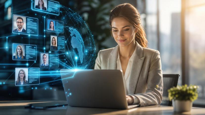 Eine Person analysiert Stellenanzeigen und Arbeitsmarktdaten am Laptop