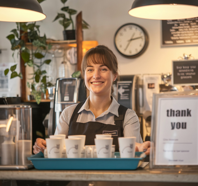 Servicekraft bedient Gäste in einem Restaurant